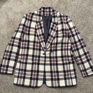 Vintage Plaid Blazer Cream/Red/Black